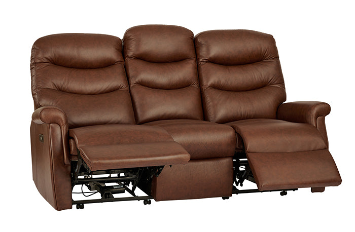 Celebrity Hollingwell Three Seater Electric Powered Reclining Leather Sofa With Lumbar & Headrest Adjustment Option