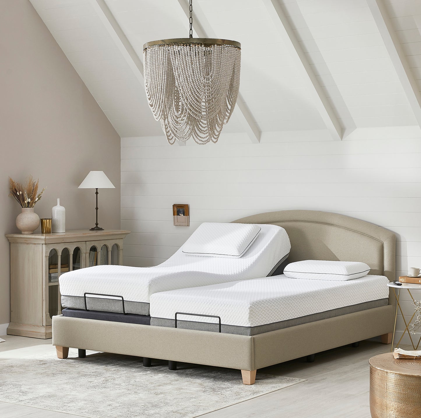 Eden Premium Upholstered Adjustable Bed With A Memory Foam Medium Firm Feel Mattress VAT FREE
