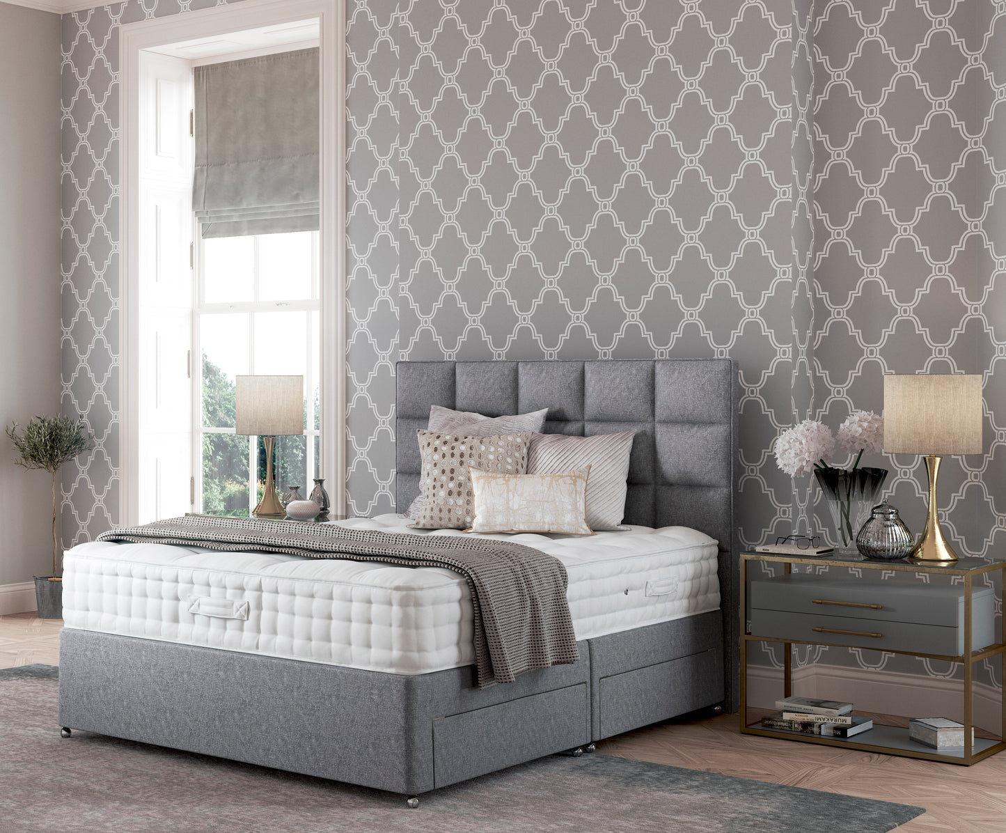 Relyon Balmoral 2000 Pocket Sprung Luxurious Hand Made Ottoman Divan Bed Set In Either Softer, Medium Or Firmer