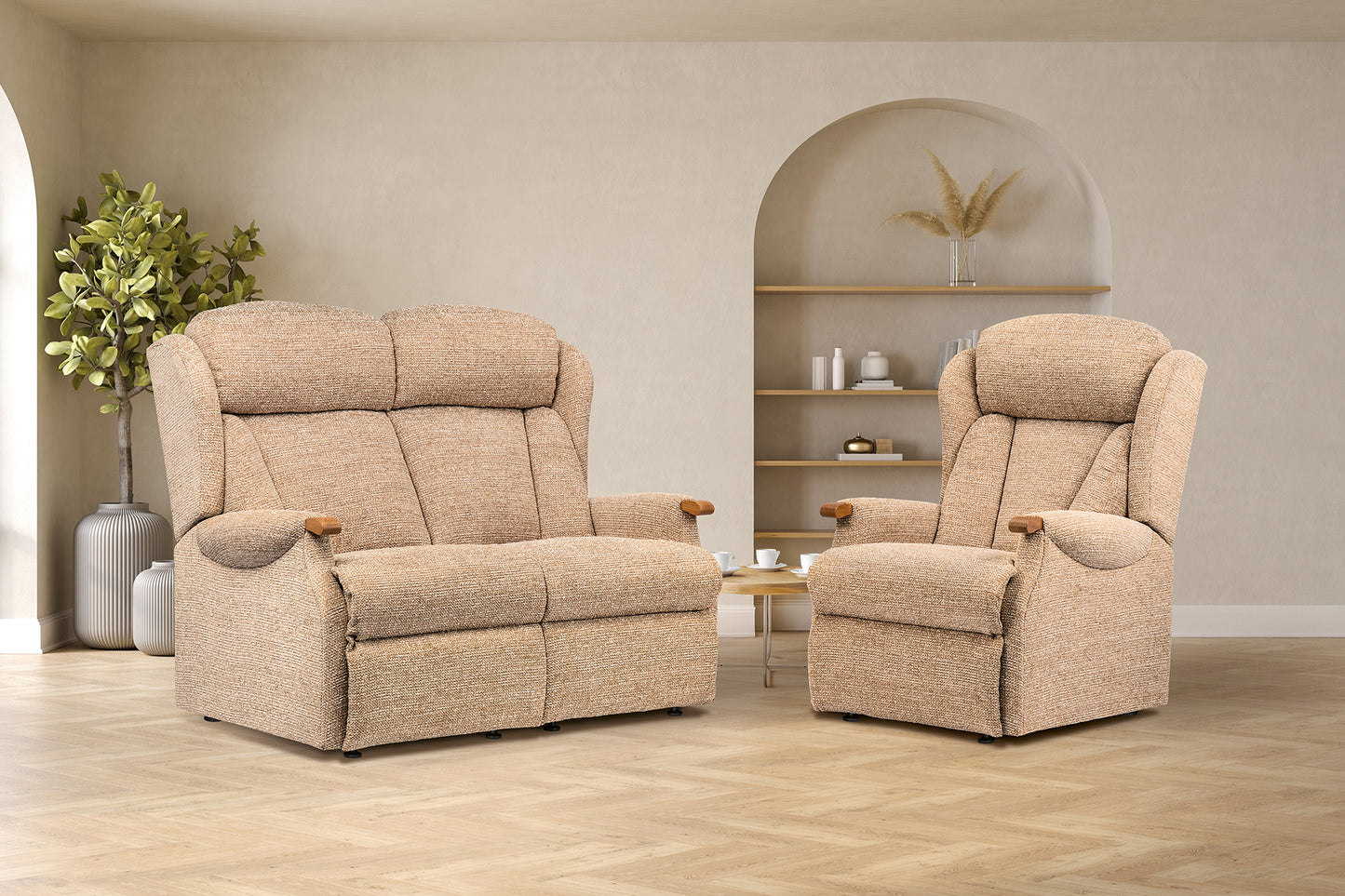 Sherborne Cartmel Knuckle Electric Powered Recliner Fabric Armchair With Headrest Adjustment Option
