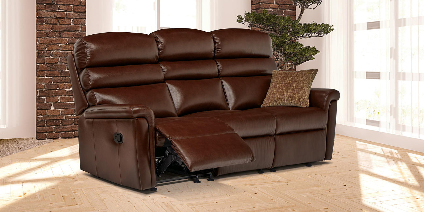 Sherborne Comfi-Sit Three Seater Electric Reclining Leather Sofa With Headrest Adjustment Option
