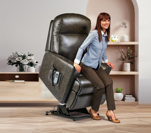 Sherborne Harrow Dual Motor Leather Rise And Recliner Armchair VAT FREE