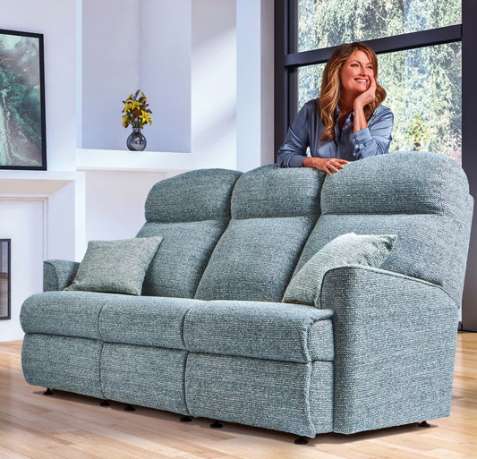 Sherborne Harrow Three Seater Electric Powered Reclining Fabric Sofa