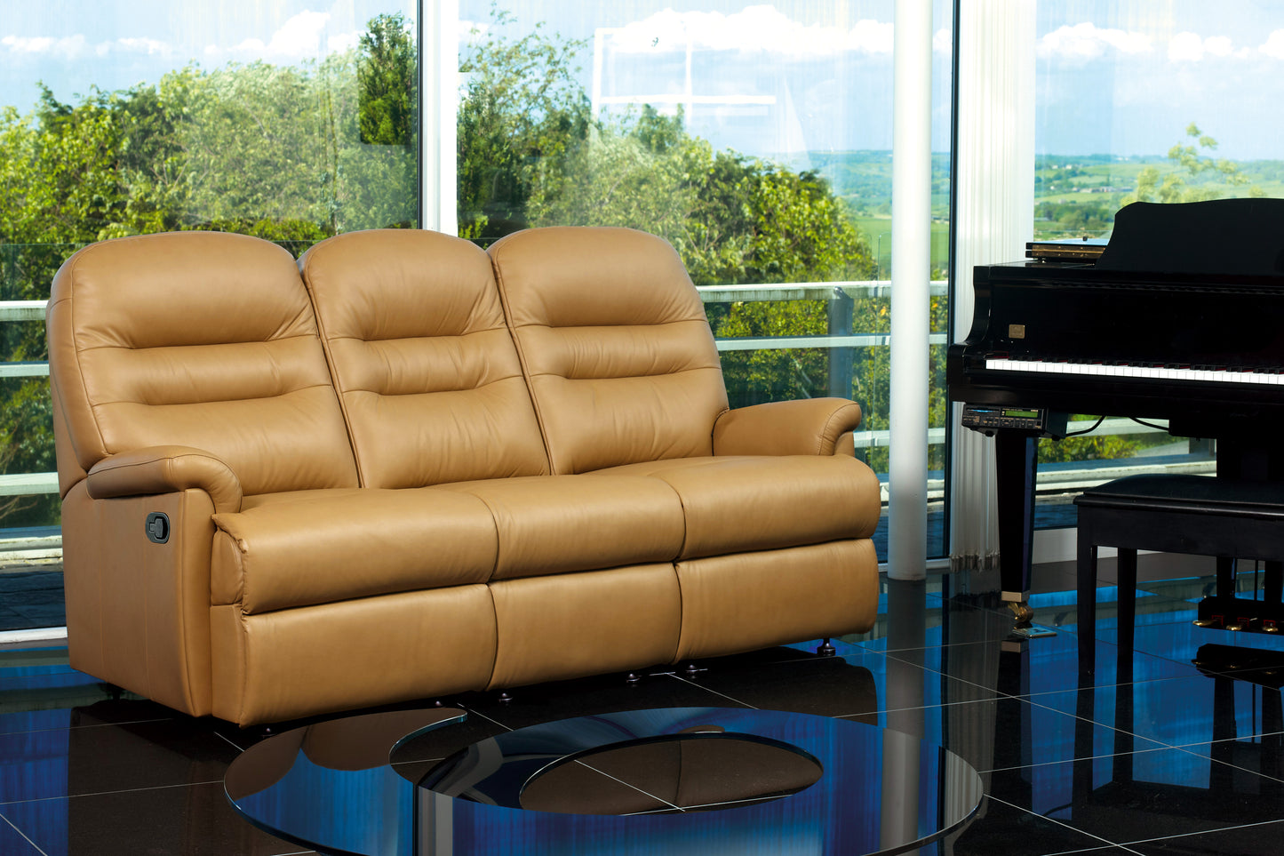 Sherborne Keswick Three Seater Fixed Leather Sofa