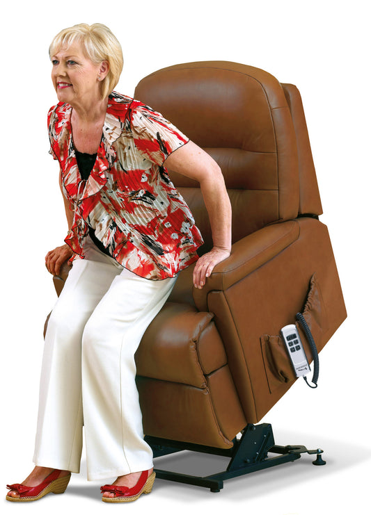 Sherborne Keswick Single Motor Leather Rise And Recliner Armchair VAT FREE