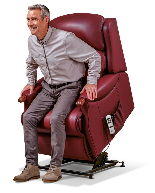 Sherborne Malham Single Motor Leather Rise And Recliner Armchair VAT FREE