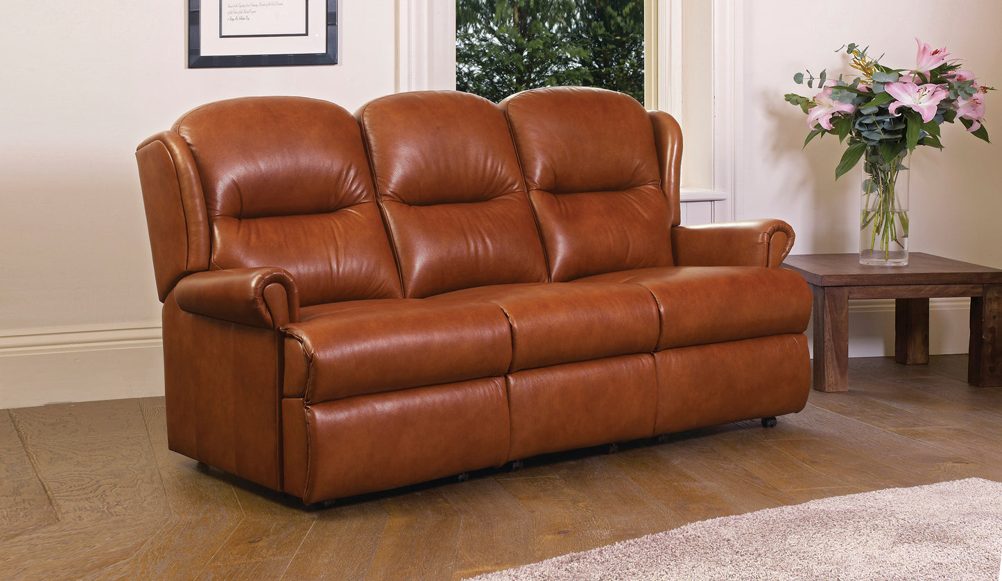 Sherborne Malvern Three Seater Fixed Leather Sofa