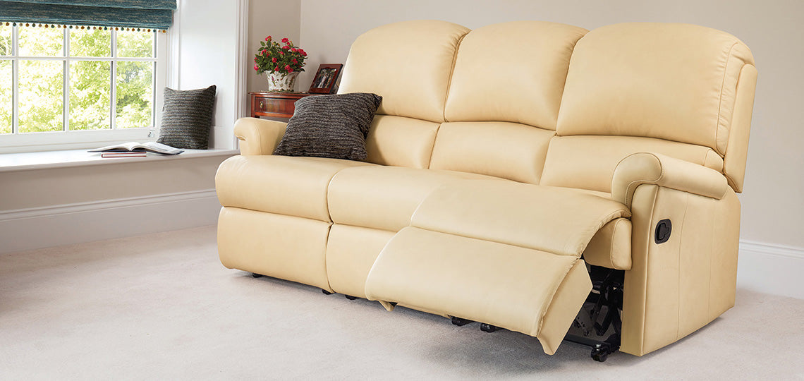 Sherborne Nevada Three Seater Manual Reclining Leather Sofa