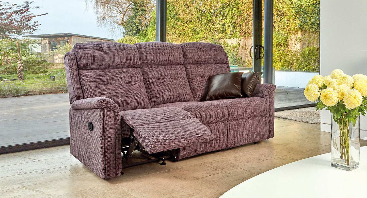 Sherborne Roma Three Seater Electric Reclining Fabric Sofa With Headrest Adjustment Option