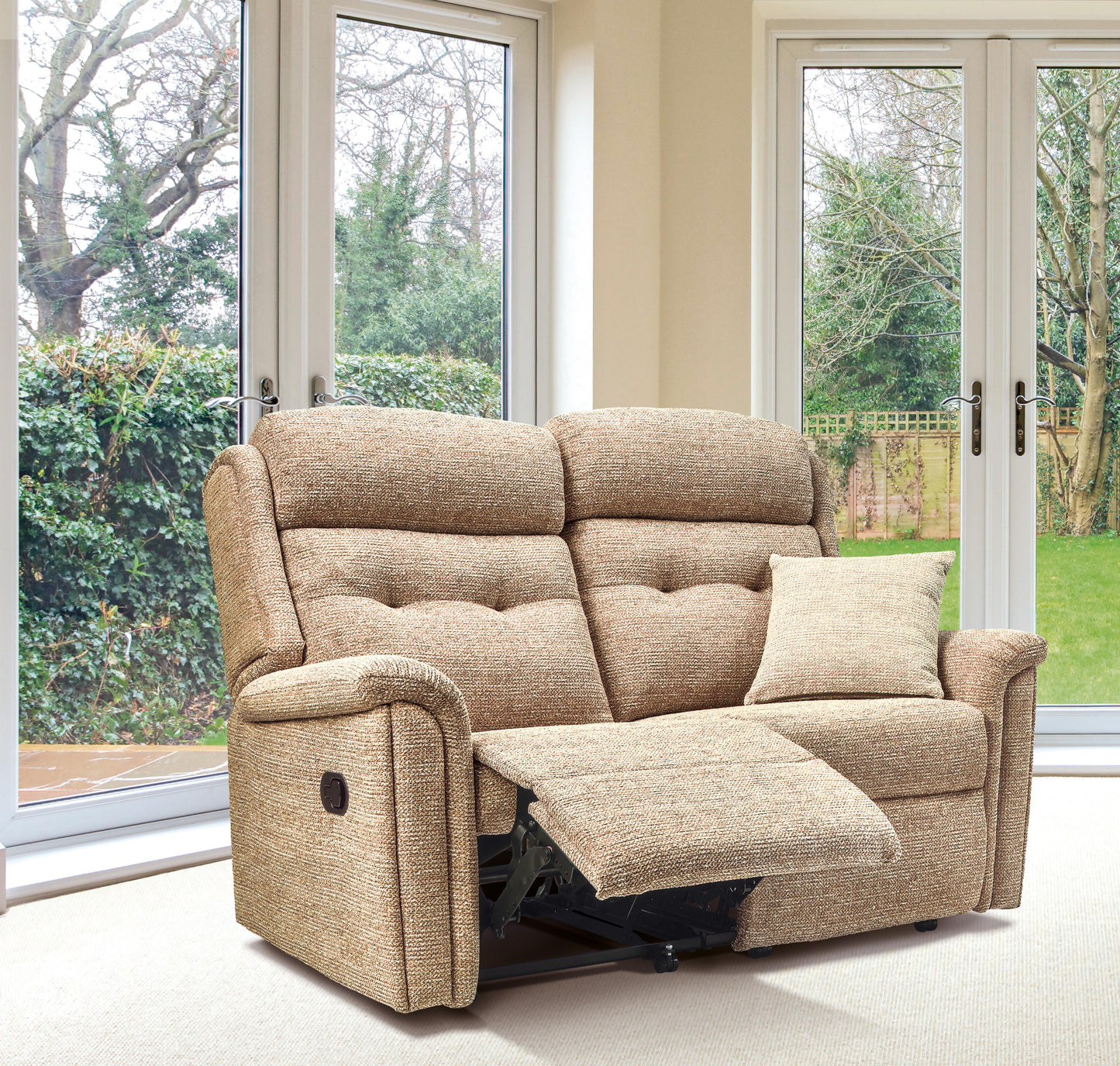 Sherborne Roma Two Seater Electric Reclining Fabric Sofa With Headrest Adjustment Option