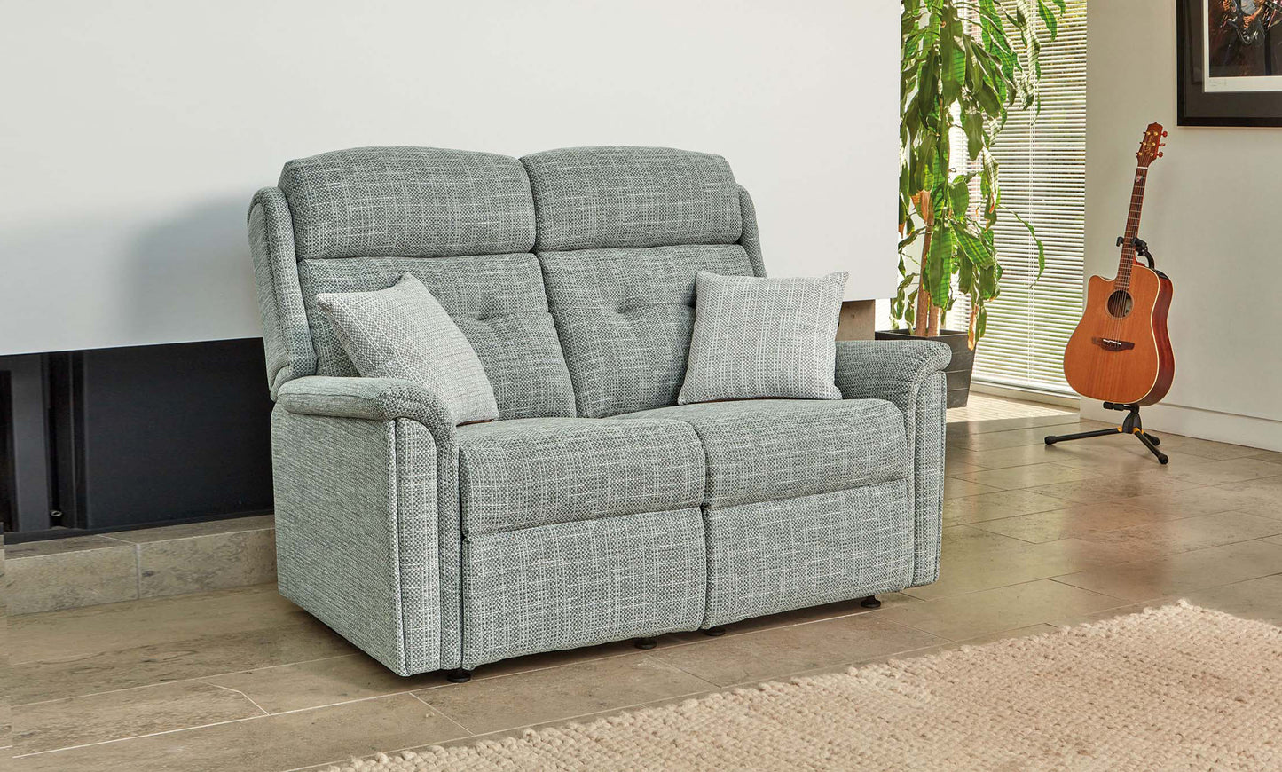 Sherborne Roma Two Seater Electric Reclining Fabric Sofa With Headrest Adjustment Option