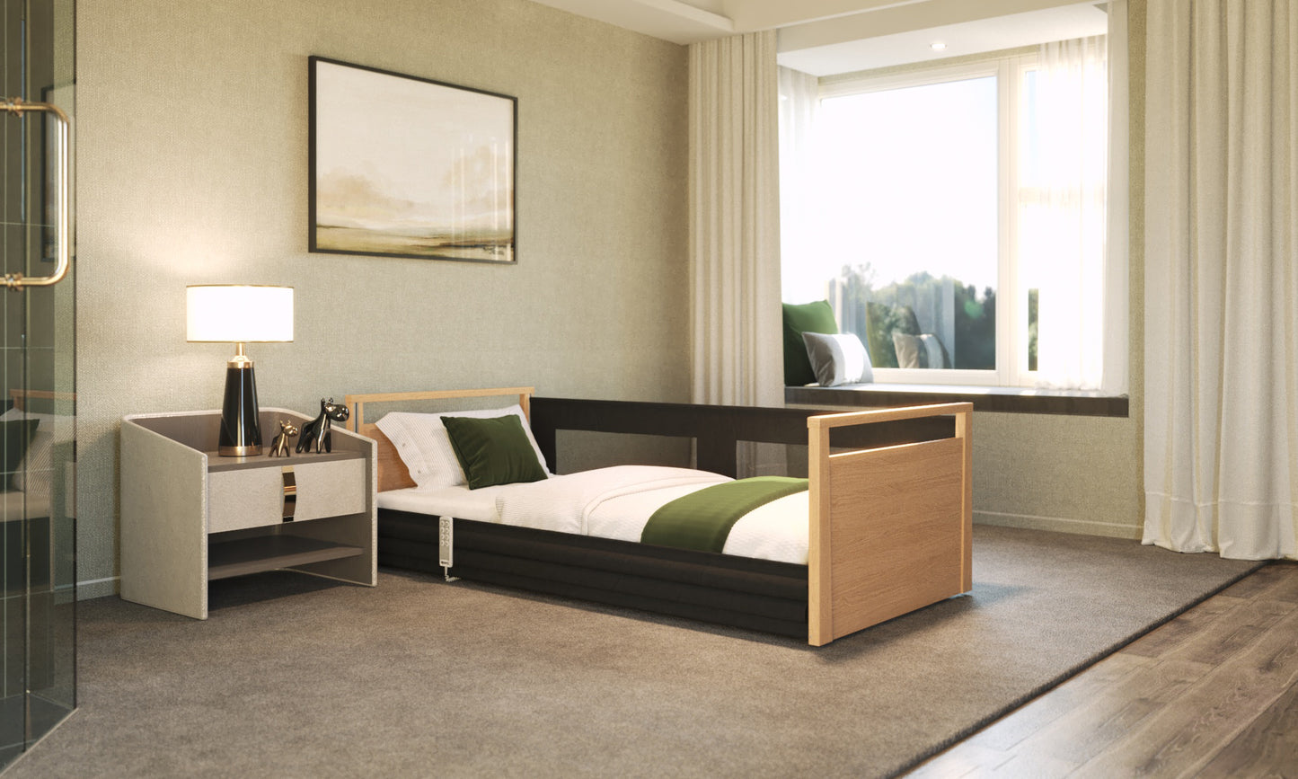 Solo Safeside Profiling High Low Floor Bed Home Care Adjustable Bed With A Choice Of Mattresses VAT FREE