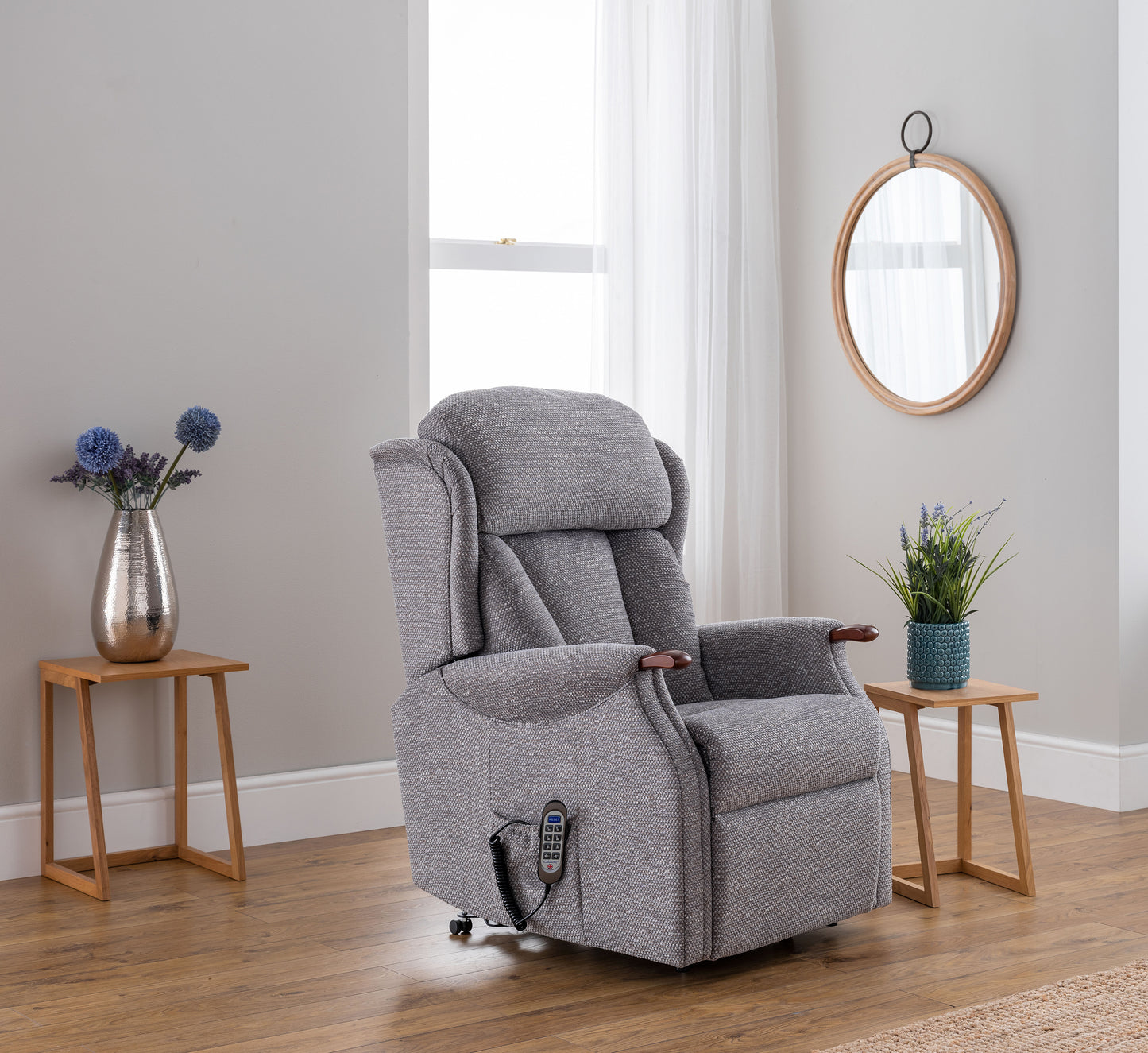 Celebrity Canterbury Dual Motor Rise And Recliner Fabric Armchair With Mammoth Foam & Lumbar & Headrest Adjustment Option VAT FREE