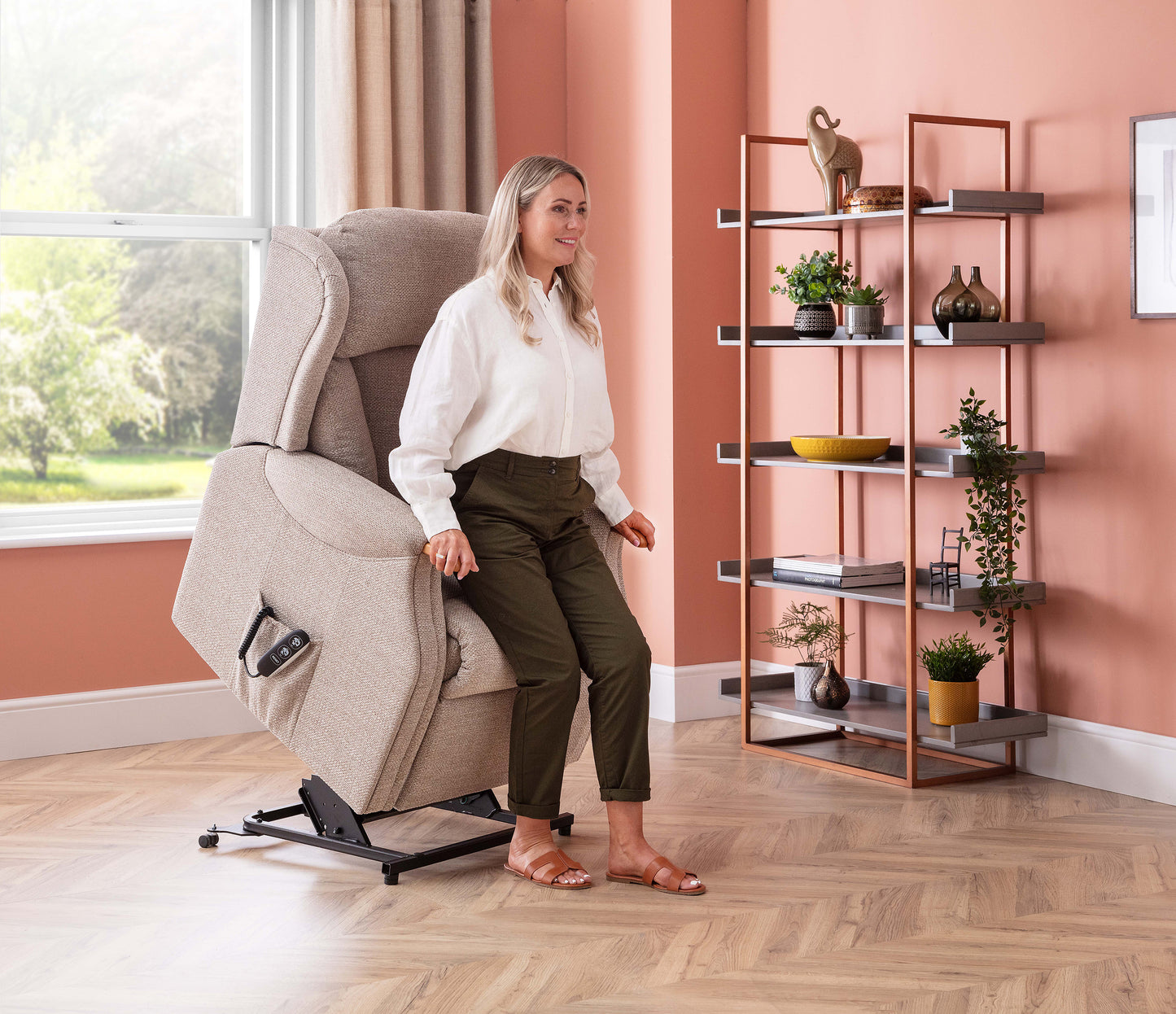 Celebrity Canterbury Dual Motor Rise And Recliner Fabric Armchair With Mammoth Foam & Lumbar & Headrest Adjustment Option VAT FREE