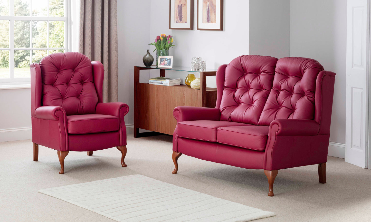 Celebrity Woburn Legged Fixed Leather Fireside Two Seater Settee