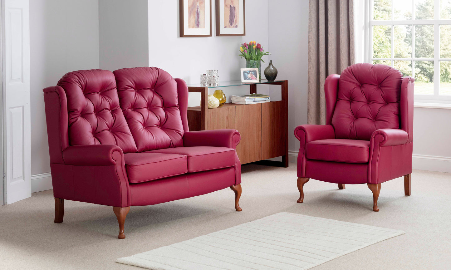 Celebrity Woburn Legged Fixed Leather Fireside Two Seater Settee