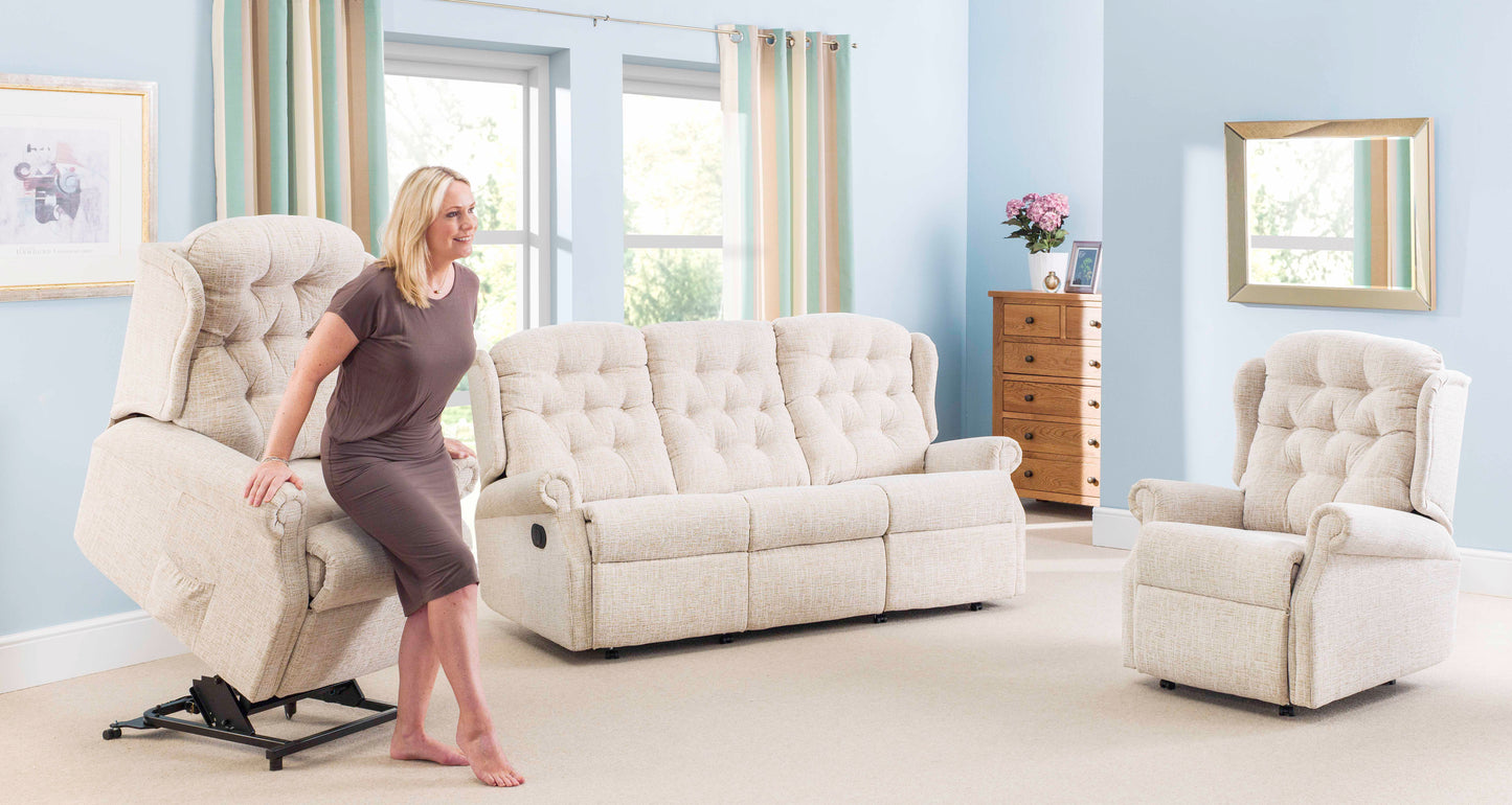 Celebrity Woburn Three Seater Settee Manual Reclining Fabric Sofa With Mammoth Foam