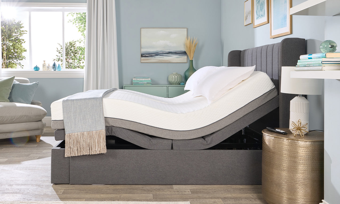 Topaz Motion Divan Adjustable Bed With A Memory Foam Medium Firm Feel Mattress VAT FREE