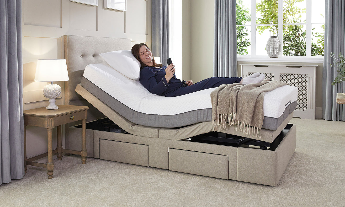 Emerald Motion Divan Adjustable Bed With A Natural 2500 Pocket Sprung Medium Feel Mattress VAT FREE