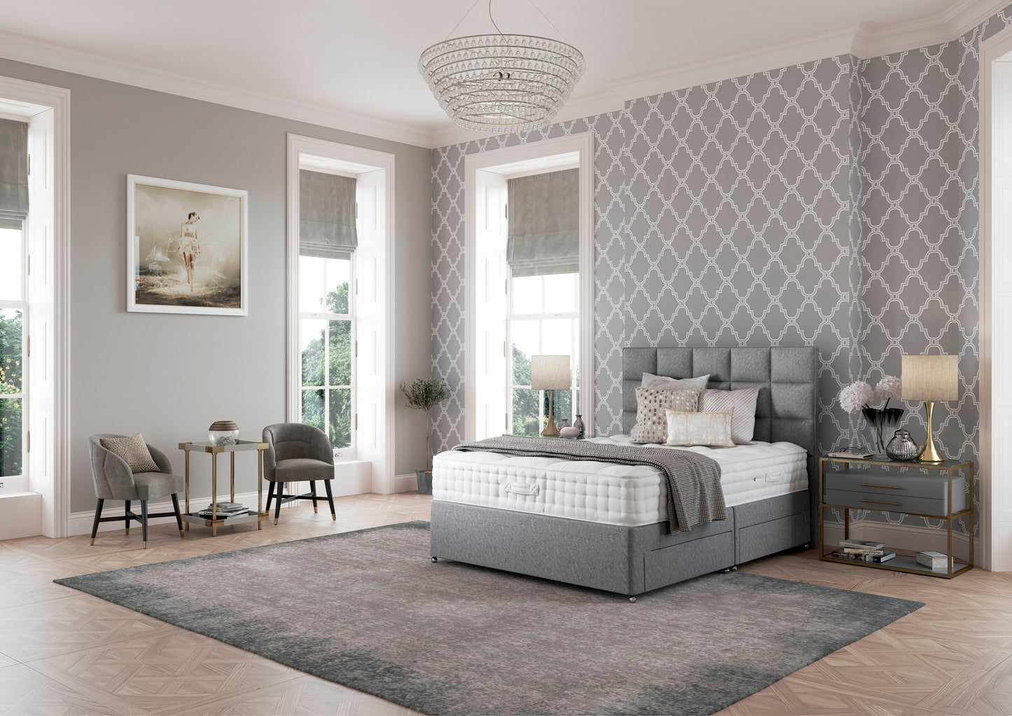 Relyon Balmoral 2000 Pocket Sprung Luxurious Hand Made Divan Bed Set In Either Softer, Medium Or Firmer