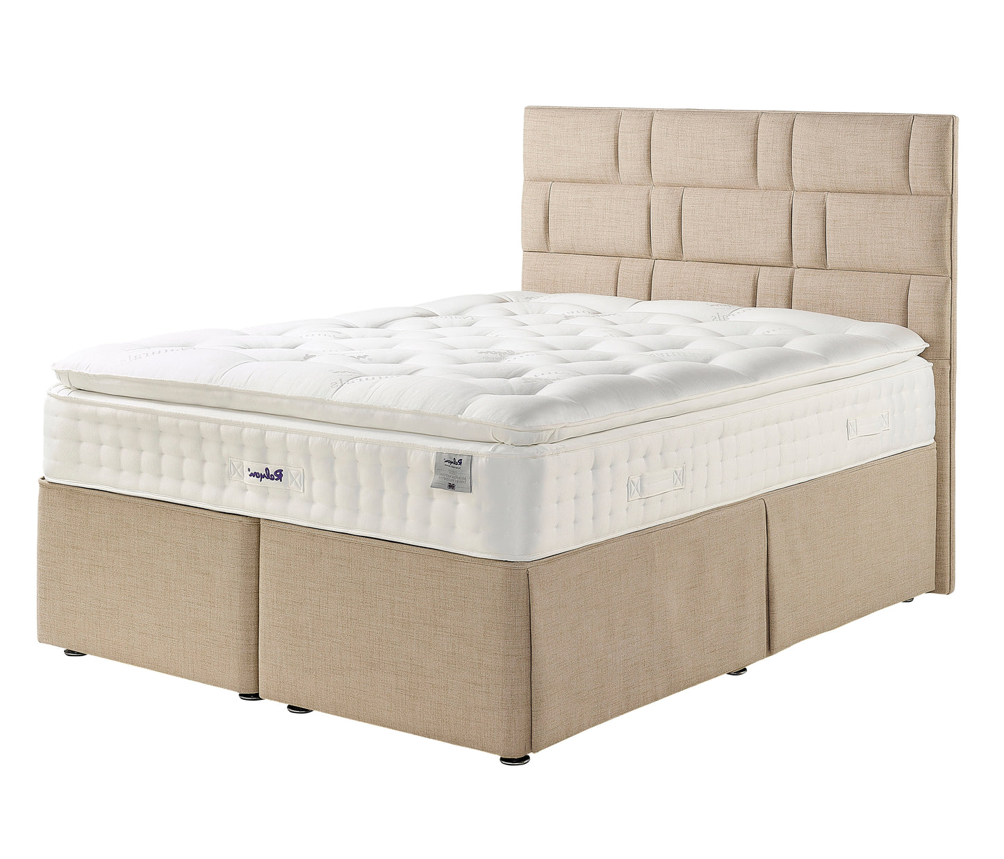 Relyon Bourton Natural Luxury Pillow Top 2150 Pocket Sprung Luxurious Hand Made Medium Feel Divan Bed Set