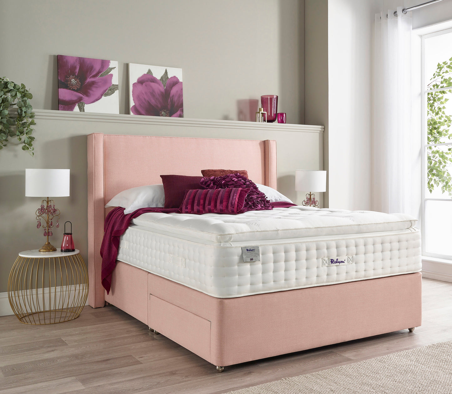 Relyon Henley Natural Luxury Pillow Top 3000 Pocket Sprung Luxurious Hand Made Medium Feel Divan Bed Set