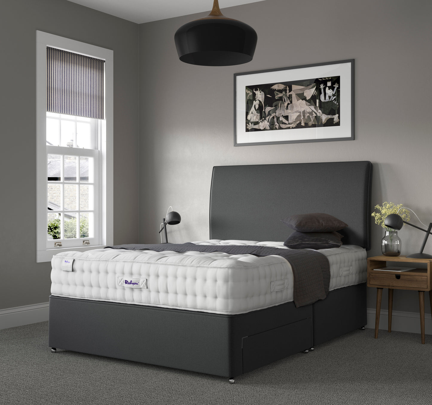 Relyon Luxury Wool 2150 Pocket Sprung Luxurious Hand Made Medium Feel Divan Bed Set