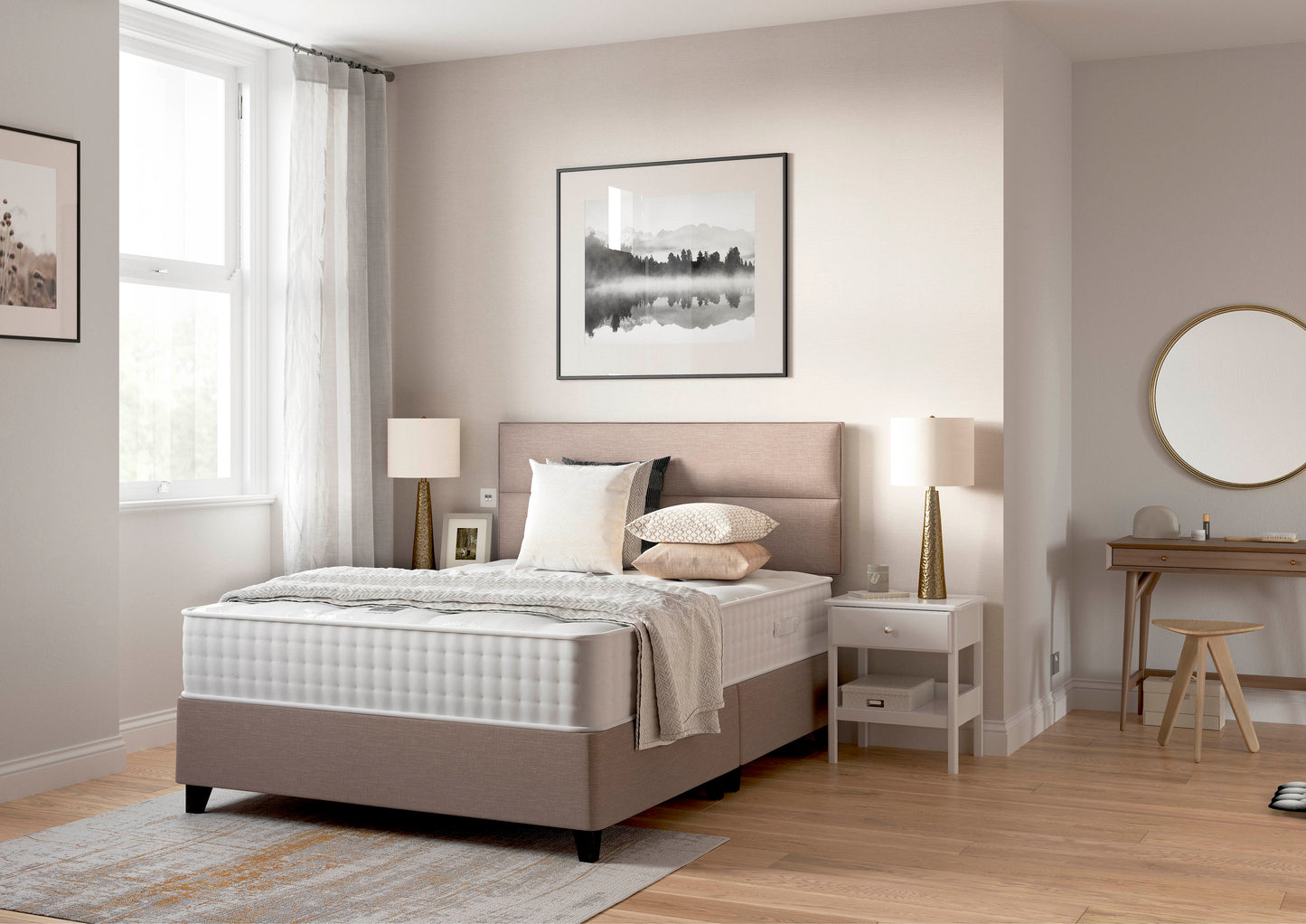 Relyon Luxury Natural Sublime Deluxe 1400 Pocket Sprung Hand Made Medium Feel Divan Bed Set