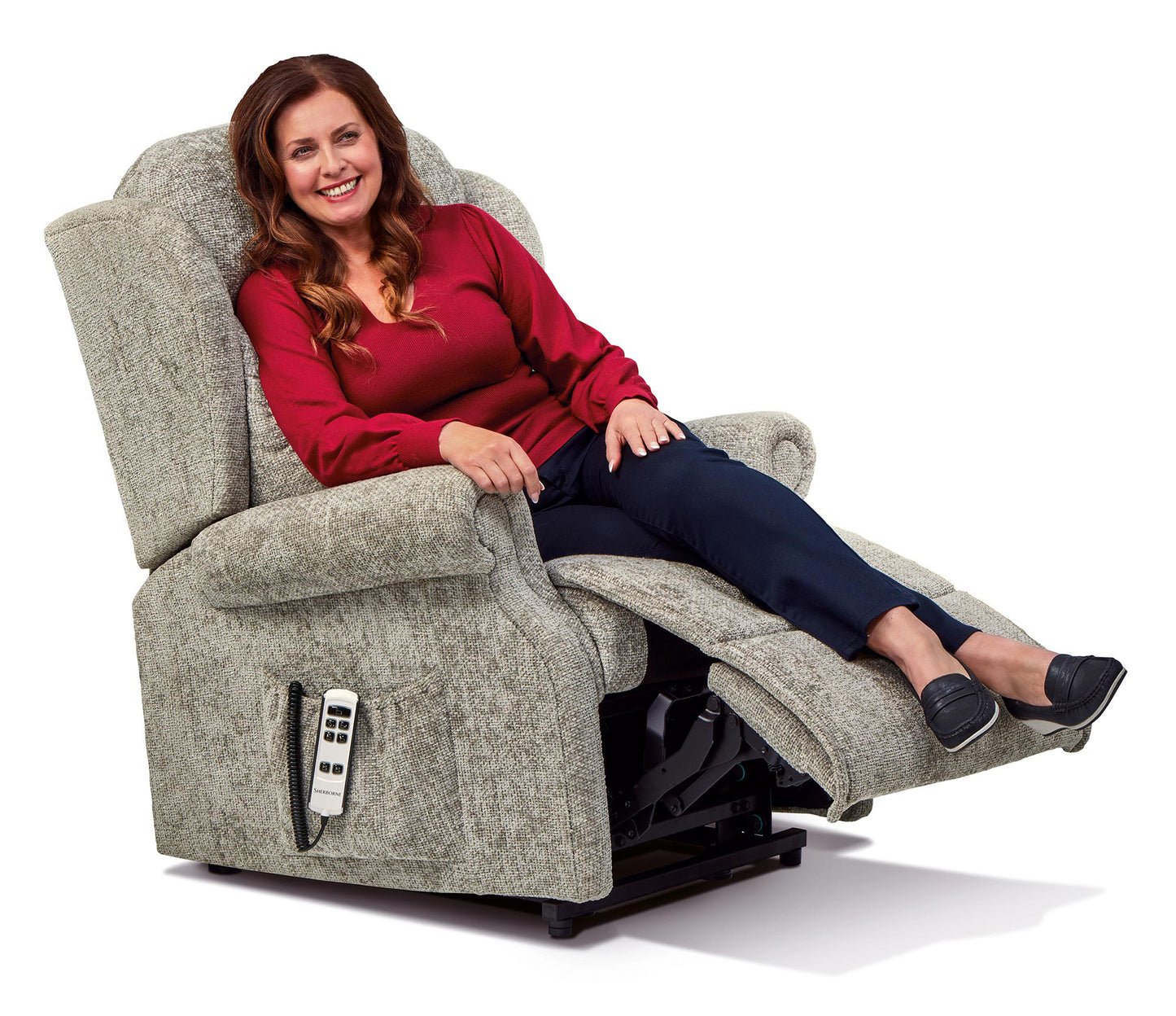 Sherborne Cartmel Dual Motor Fabric Riser Recliner Armchair With Lumbar & Headrest Adjustment Option VAT FREE