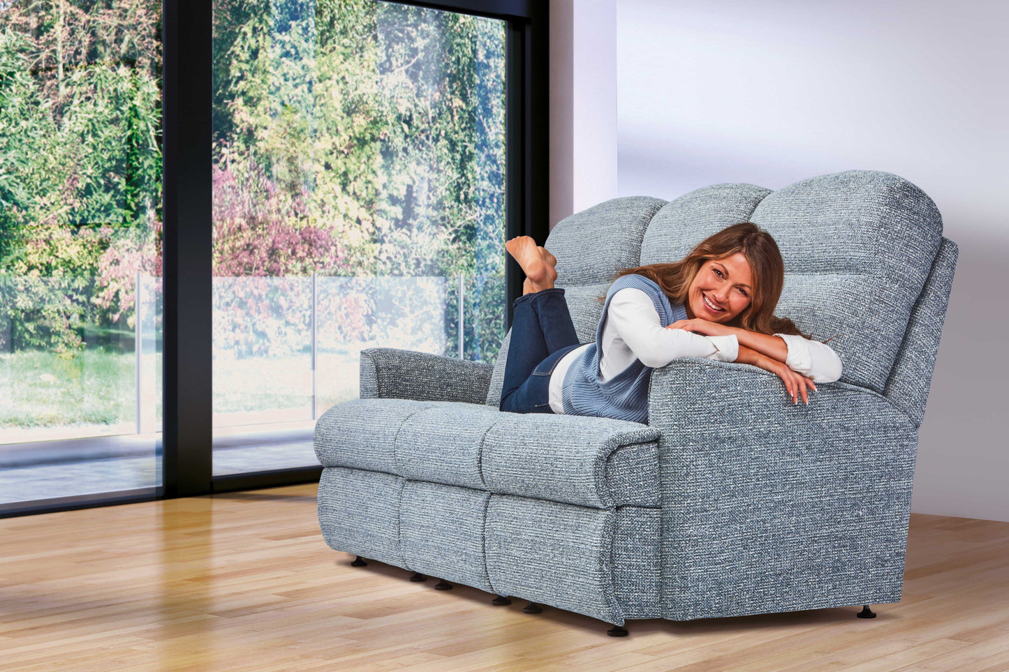 Sherborne Harrow Three Seater Electric Powered Reclining Fabric Sofa