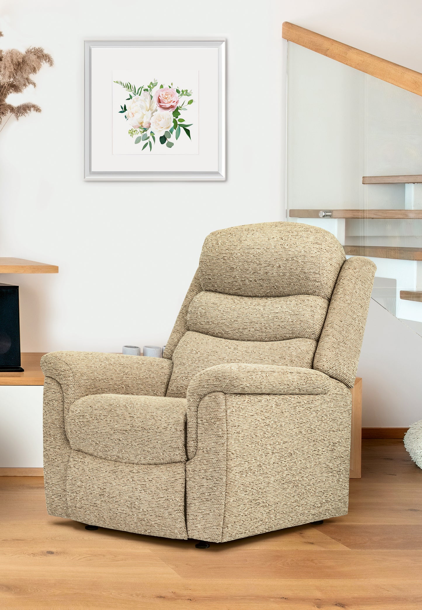 Sherborne Leyburn Electric Powered Fabric Recliner Armchair With Headrest Adjustment Option
