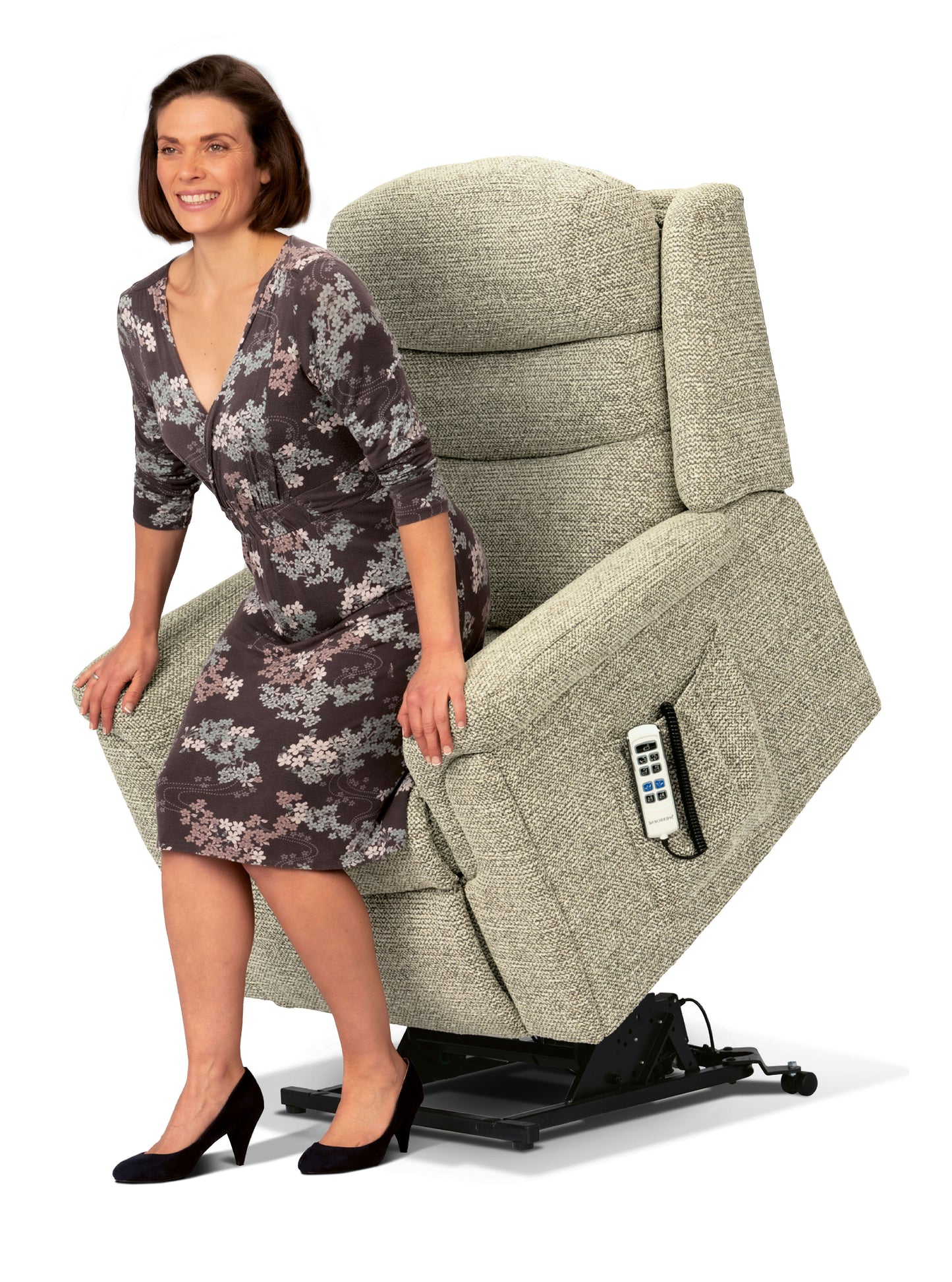 Sherborne Leyburn Cloud Comfort Triple Motor Fabric Rise And Recliner Armchair With Lumbar Or Headrest Adjustment Option VAT FREE
