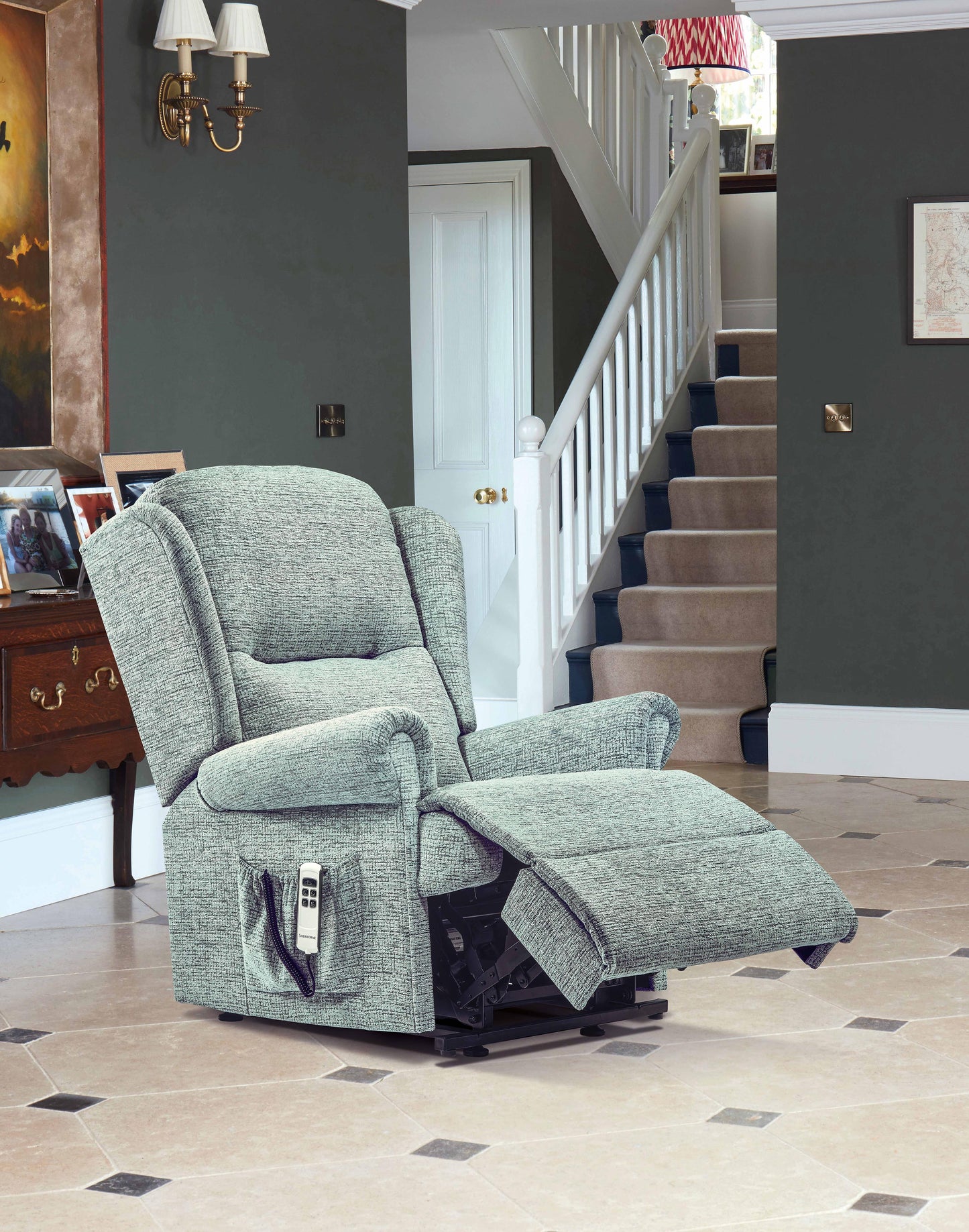 Sherborne Malvern Single Motor Fabric Rise And Recliner Armchair VAT FREE