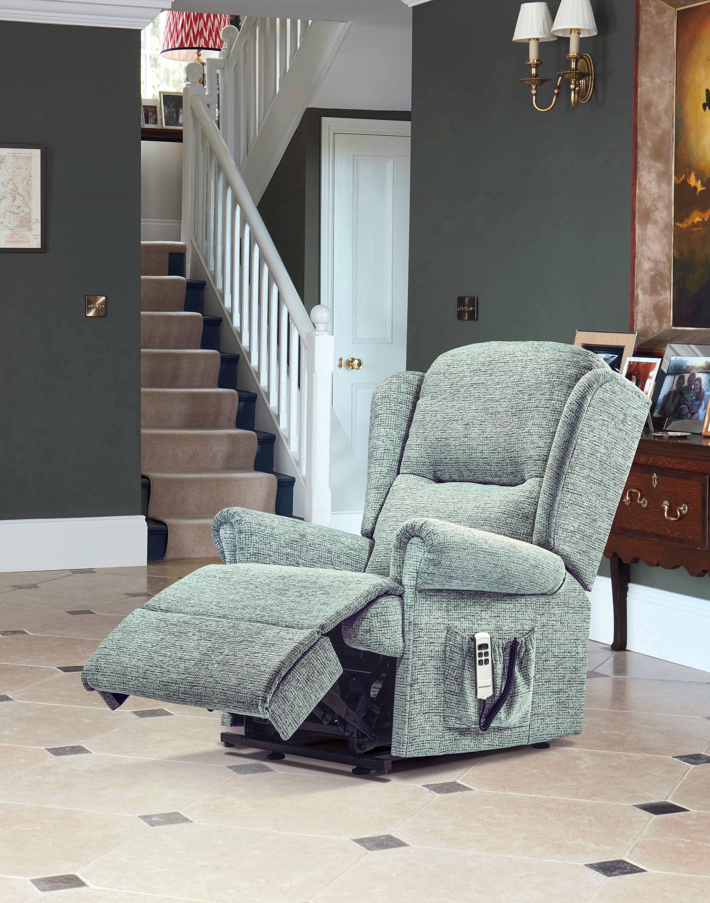 Sherborne Malvern Single Motor Fabric Rise And Recliner Armchair VAT FREE