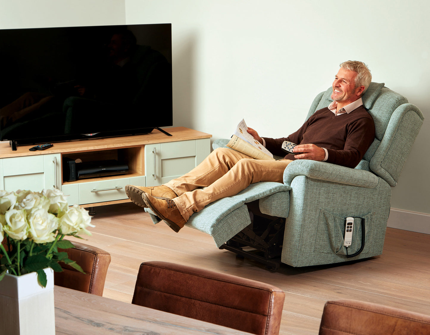 Sherborne Olivia Electric Powered Fabric Recliner Armchair