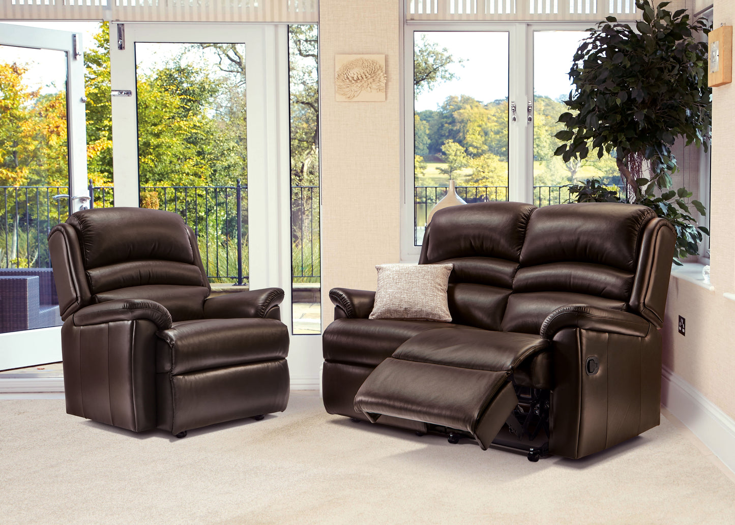 Sherborne Olivia Two Seater Manual Reclining Leather Sofa