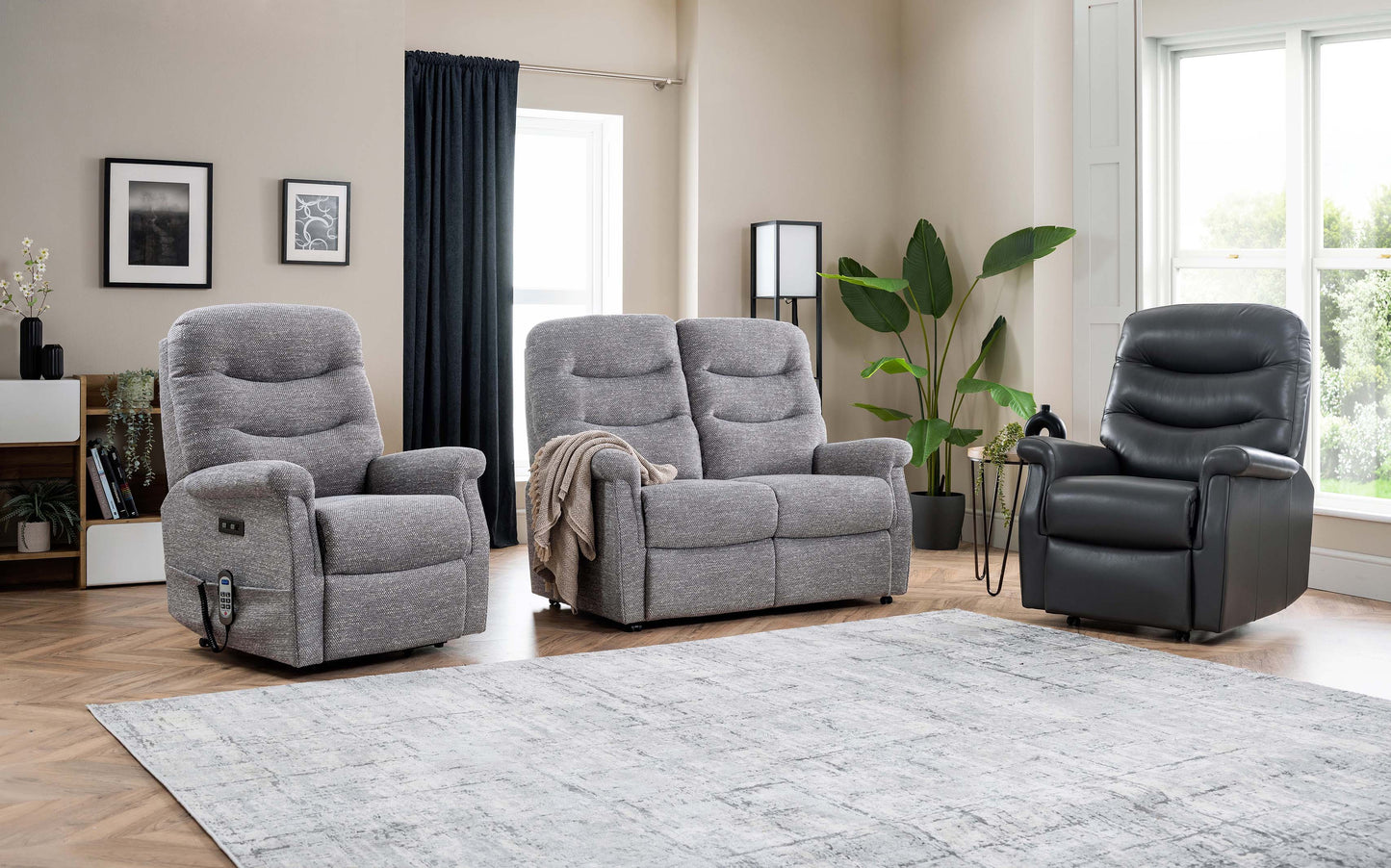 Celebrity Hollingwell Two Seater Settee Manual Reclining Fabric Sofa With Mammoth Foam