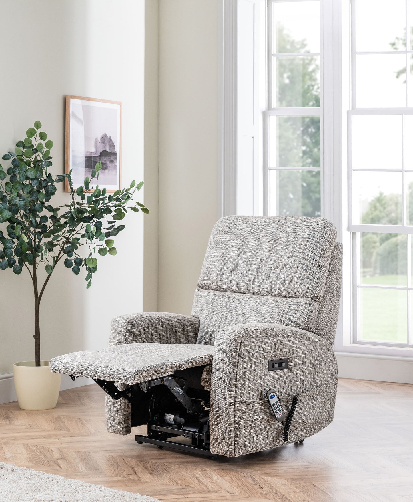 Celebrity Southwell Electric Powered Recliner Fabric Armchair With Mammoth Foam & Lumbar & Headrest Adjustment Option