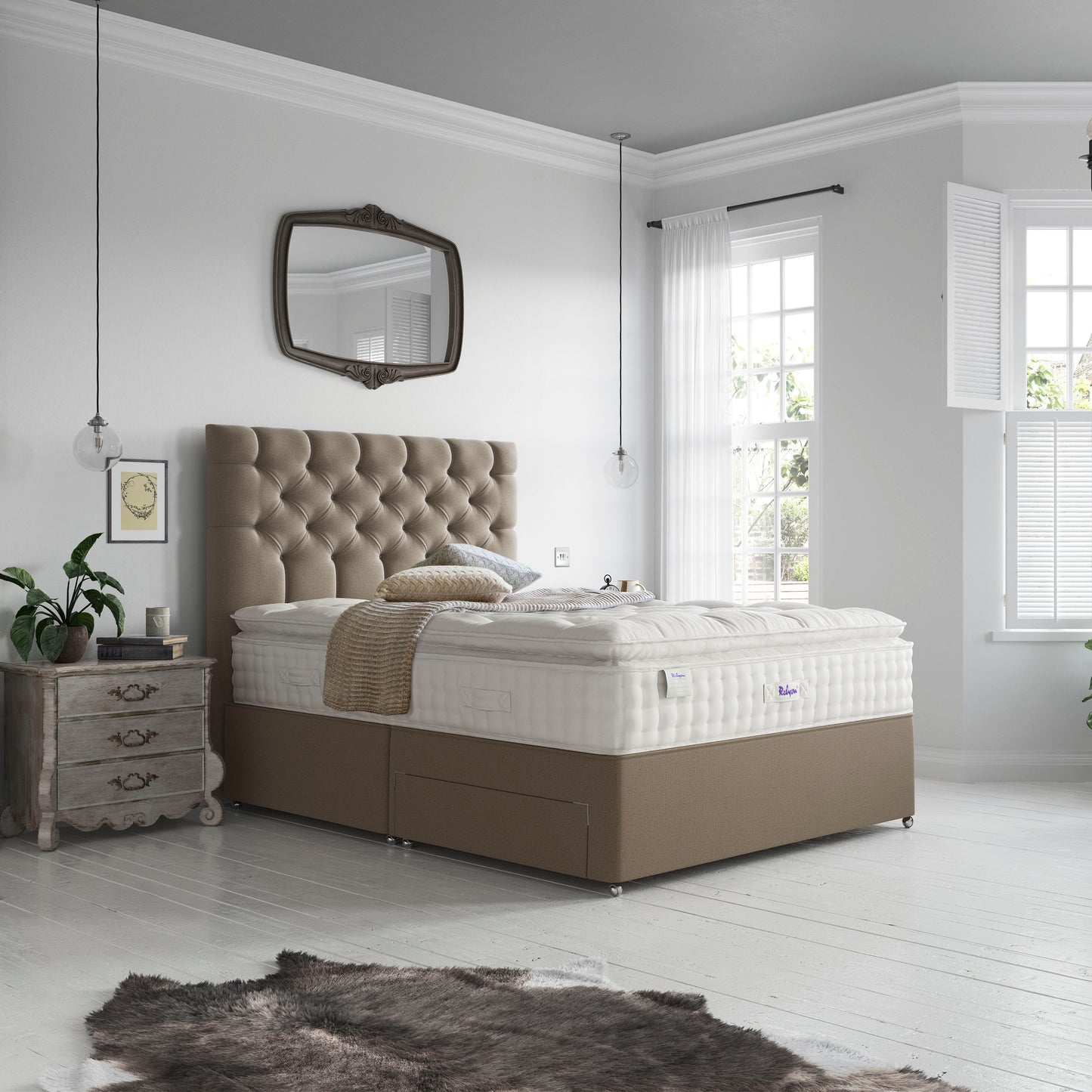 Relyon Luxury Silk Pillow Top 2850 Pocket Sprung Luxurious Hand Made Medium To Soft Feel Divan Bed Set