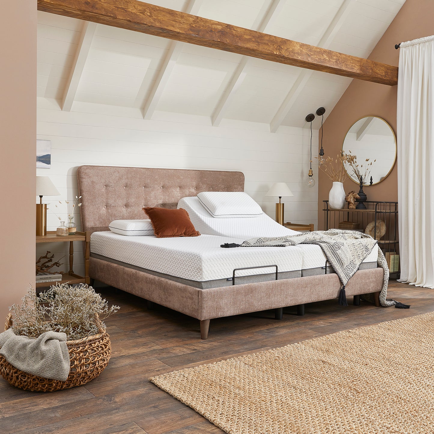 Romeo Premium Upholstered Adjustable Bed With A Gel 1000 Pocket Sprung Soft Medium Feel Mattress VAT FREE