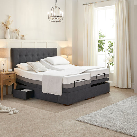 Emerald Motion Divan Adjustable Bed With A Natural 1000 Pocket Sprung Soft Medium Feel Mattress VAT FREE