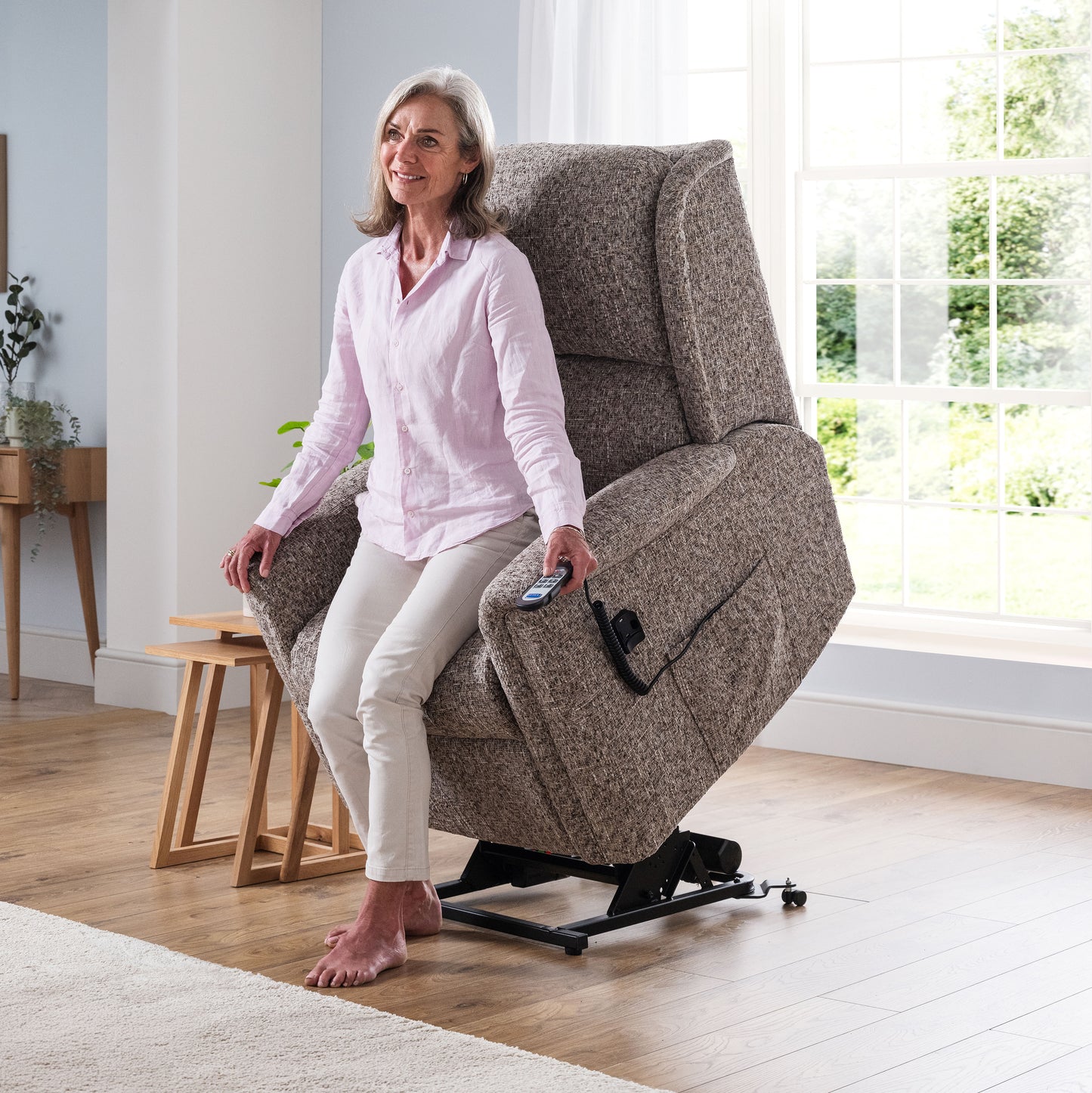 Celebrity Farndon Dual Motor Rise And Recliner Fabric Armchair With Mammoth Foam & Lumbar & Headrest Adjustment Option VAT FREE