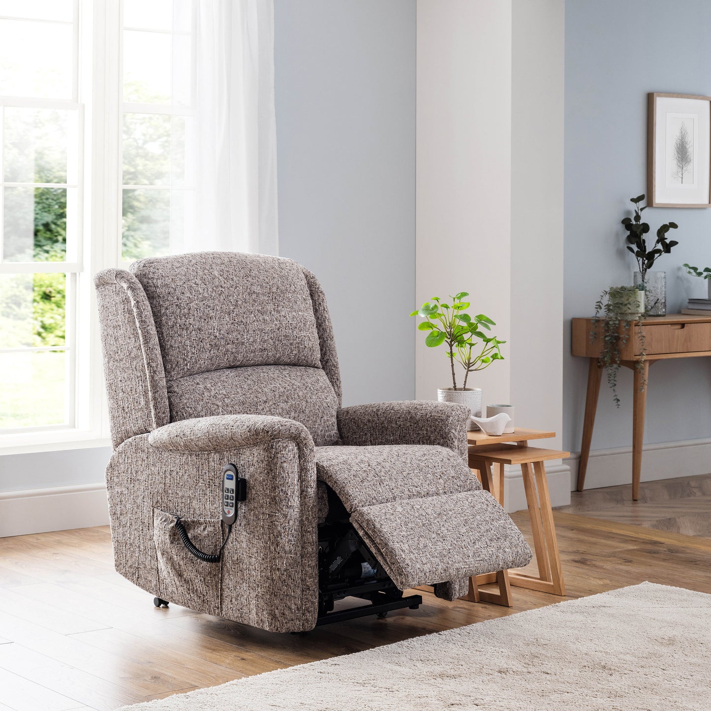 Celebrity Farndon Electric Powered Recliner Fabric Armchair With Mammoth Foam & Lumbar & Headrest Adjustment Option
