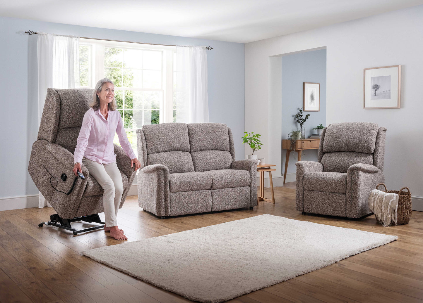 Celebrity Farndon Dual Motor Rise And Recliner Fabric Armchair With Mammoth Foam & Lumbar & Headrest Adjustment Option VAT FREE