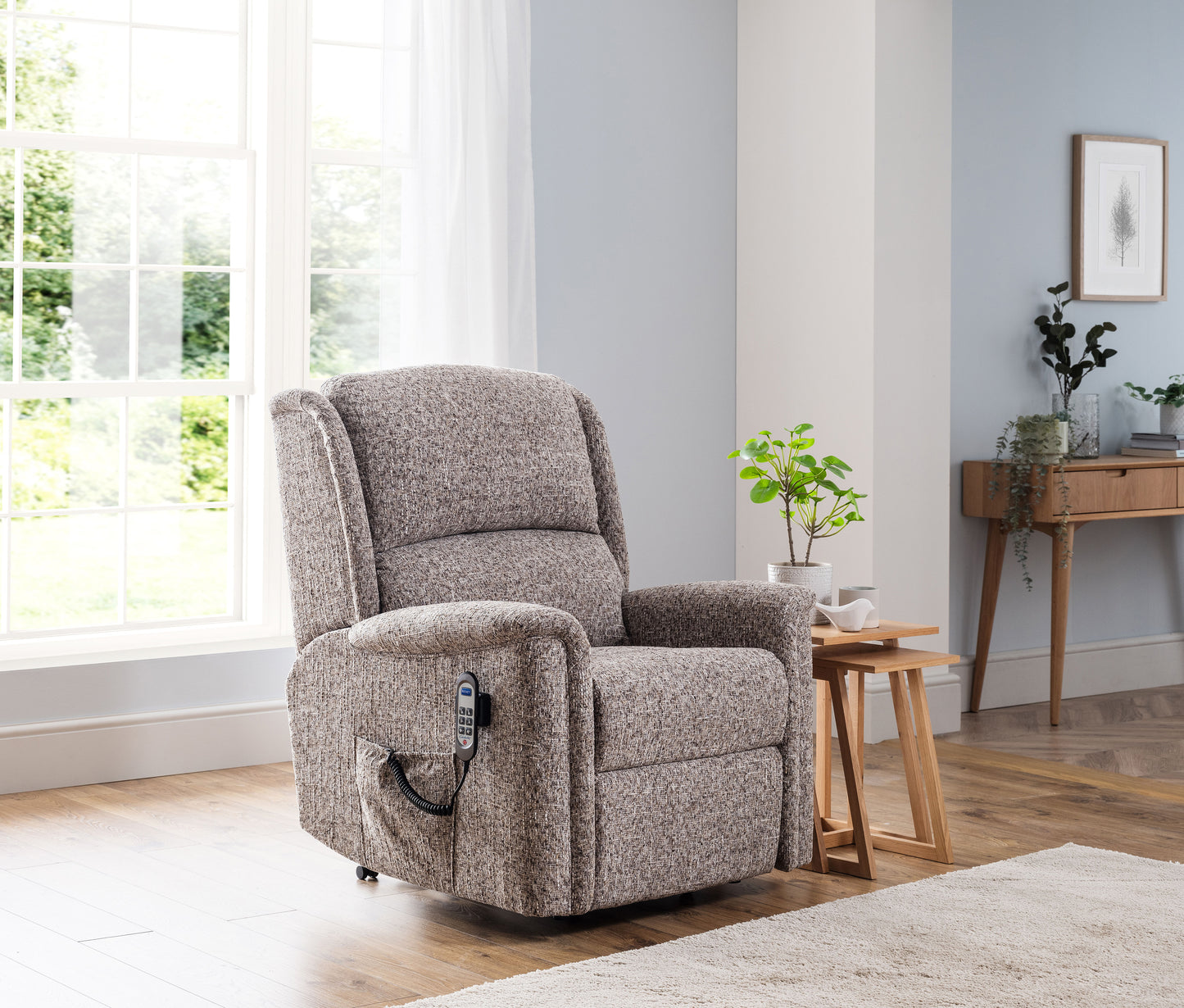 Celebrity Farndon Dual Motor Rise And Recliner Fabric Armchair With Mammoth Foam & Lumbar & Headrest Adjustment Option VAT FREE