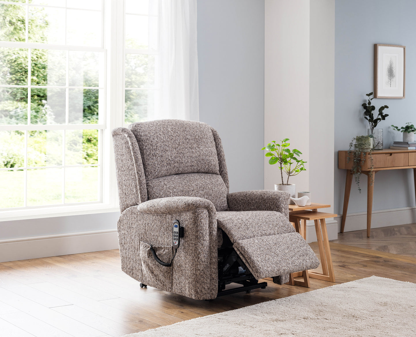 Celebrity Farndon Dual Motor Rise And Recliner Fabric Armchair With Mammoth Foam & Lumbar & Headrest Adjustment Option VAT FREE