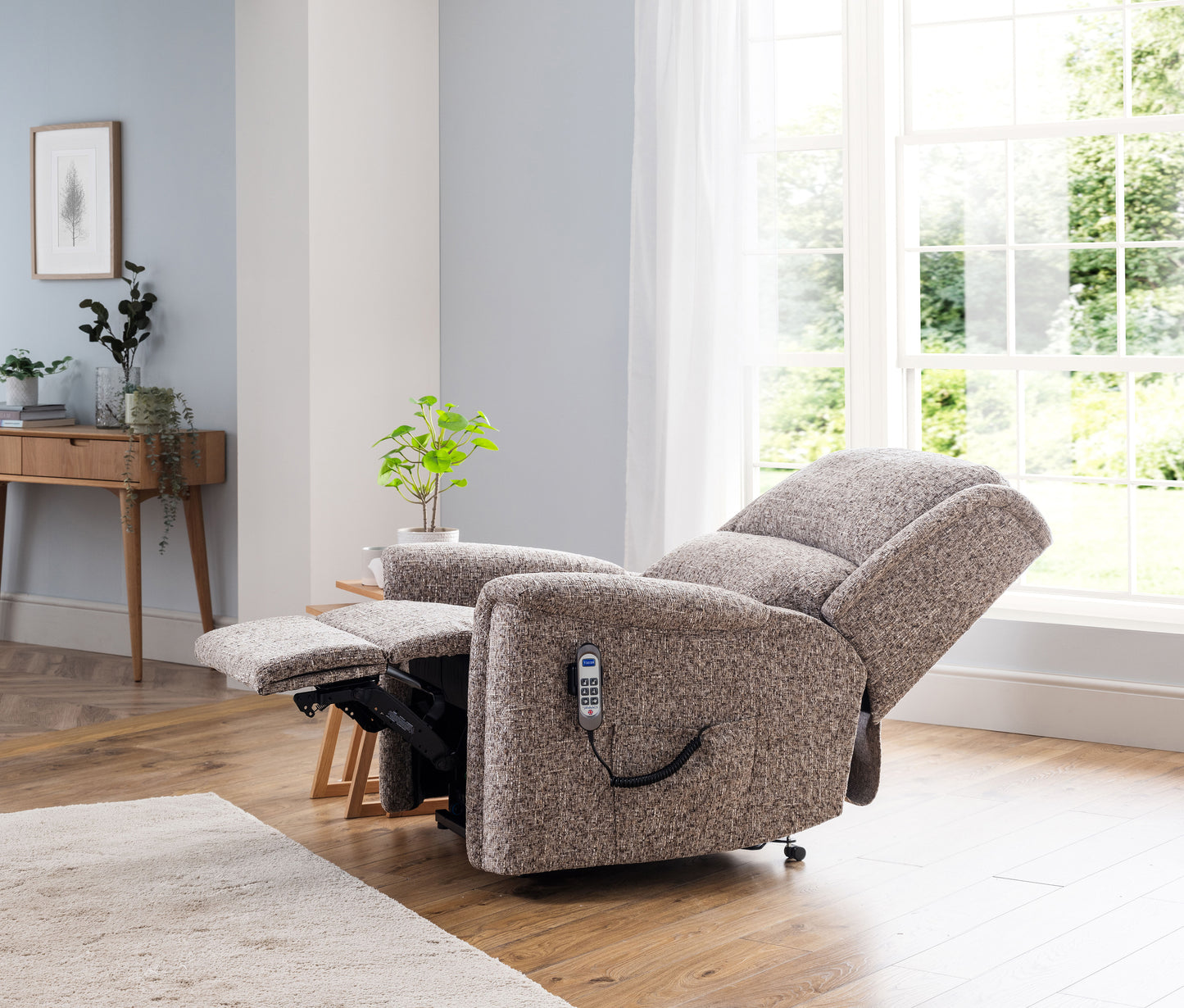 Celebrity Farndon Dual Motor Rise And Recliner Fabric Armchair With Mammoth Foam & Lumbar & Headrest Adjustment Option VAT FREE