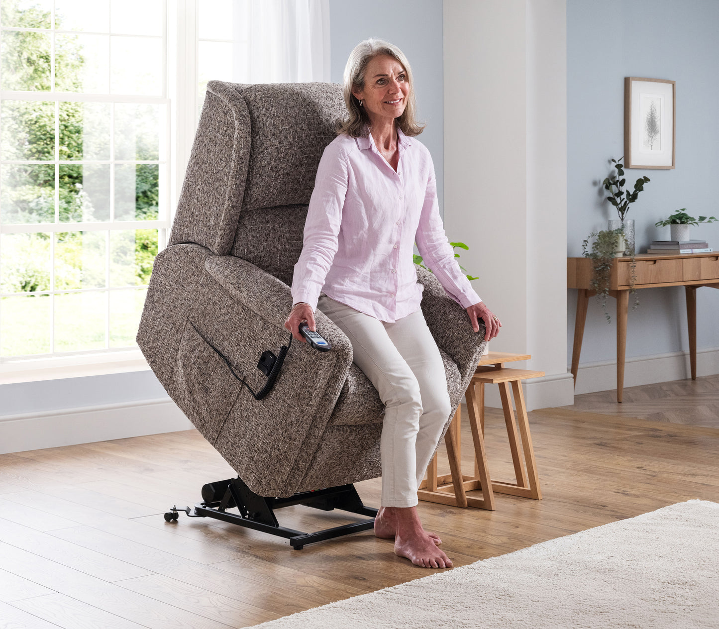 Celebrity Farndon Dual Motor Rise And Recliner Fabric Armchair With Mammoth Foam & Lumbar & Headrest Adjustment Option VAT FREE