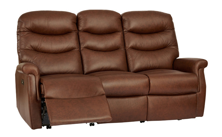 Celebrity Hollingwell Three Seater Electric Powered Reclining Leather Sofa With Lumbar & Headrest Adjustment Option