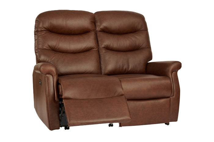 Celebrity Hollingwell Two Seater Electric Powered Reclining Leather Sofa With Lumbar & Headrest Adjustment Option